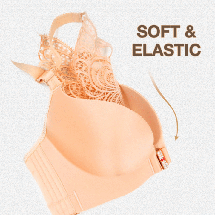Handmade Butterfly Embroidery Front Closure Wireless Bra