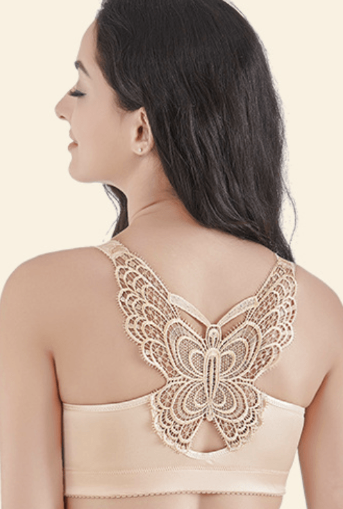 Handmade Butterfly Embroidery Front Closure Wireless Bra
