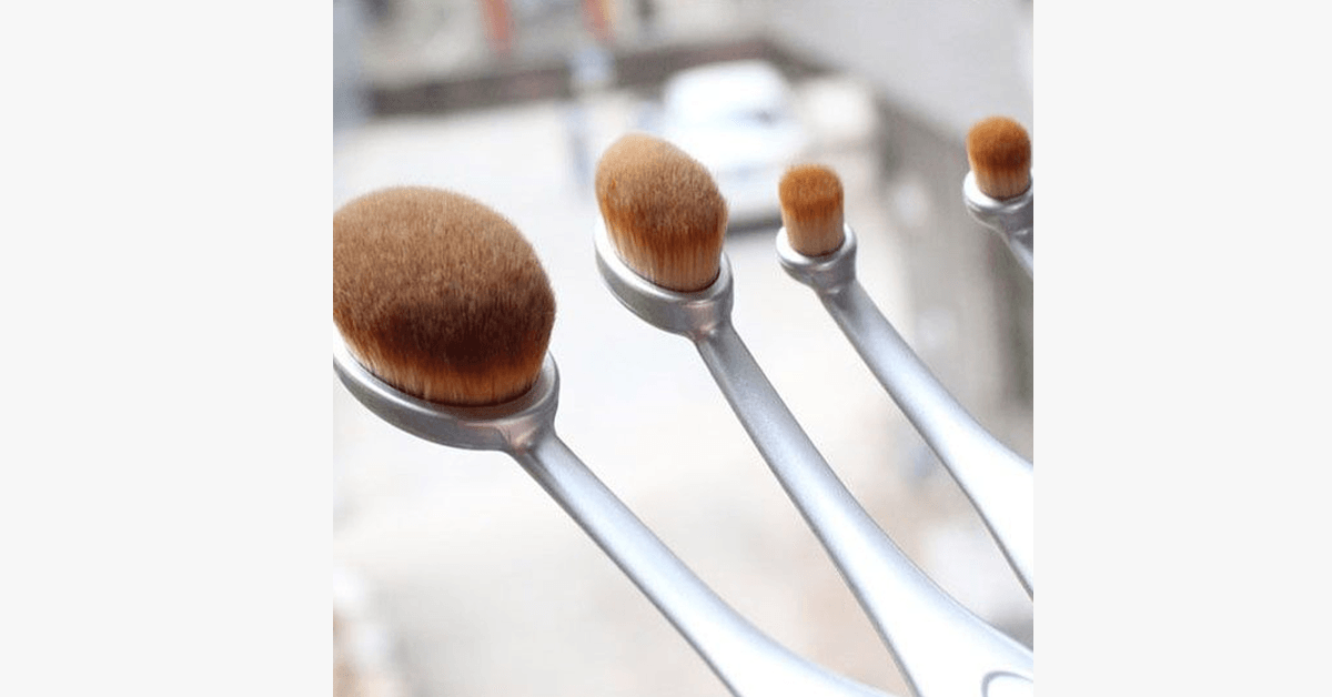 Aphrodite Oval Makeup Brush Kit - Made of Synthetic Hair - Animal-Cruelty Free - Provides Flawless Coverage - 10 Pieces