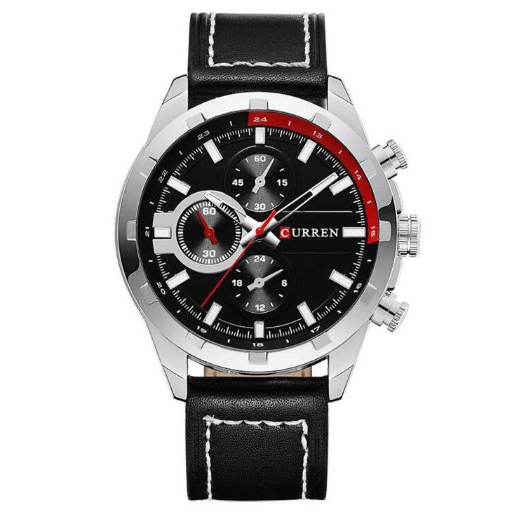 Decoration Sub-dial Quartz Watch Genuine Leather Band