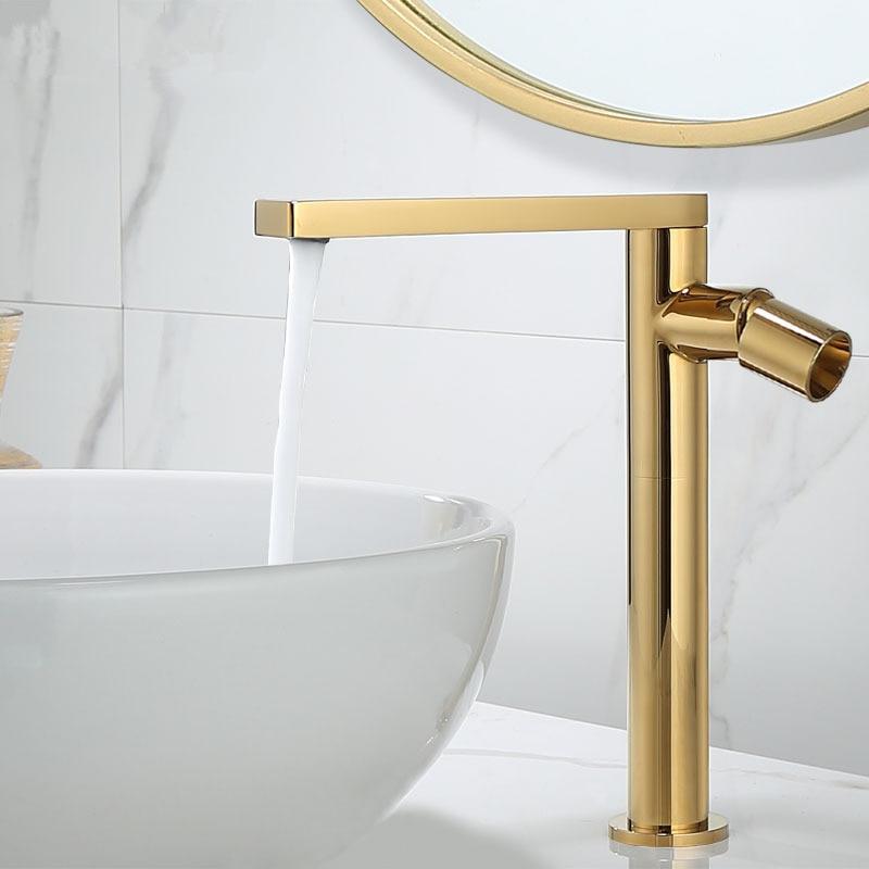 Basin Faucet Gold Single Handle Brass Sink Vanity Bathroom