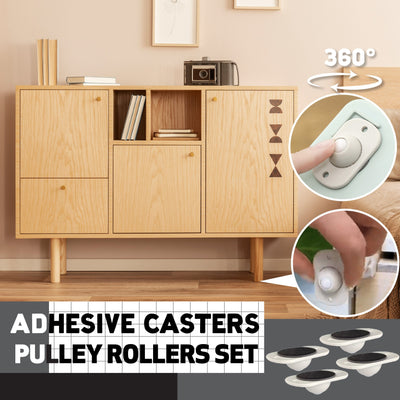 Adhesive Casters Pulley Rollers Set