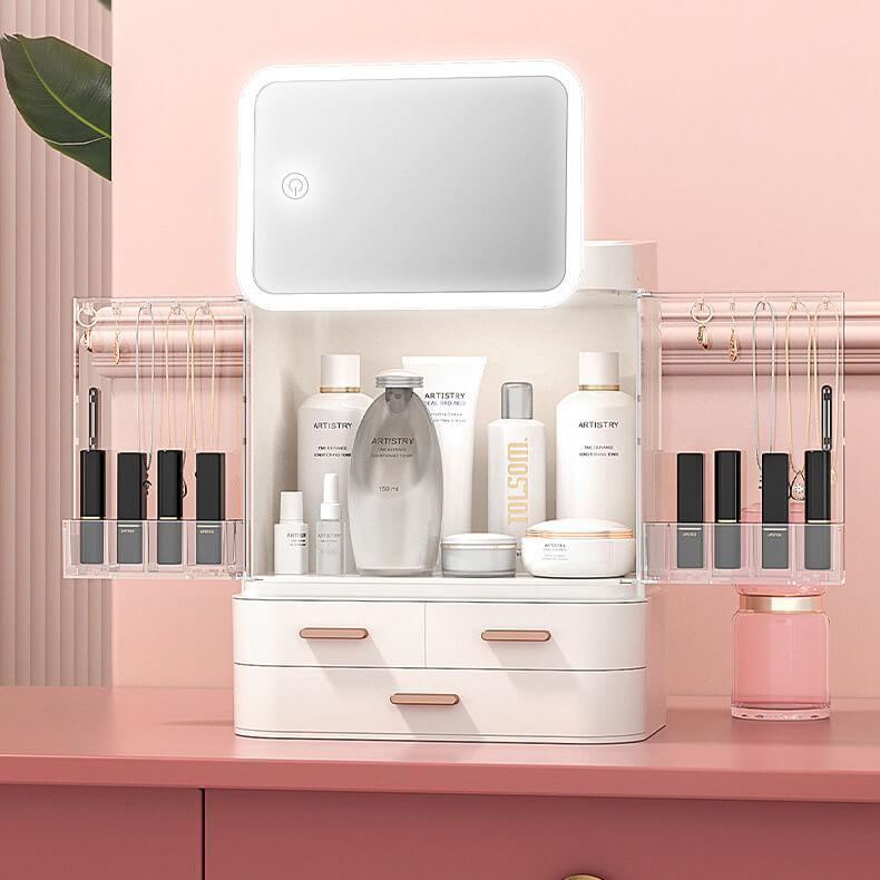 Cosmetics Storage Box With Light and Mirror