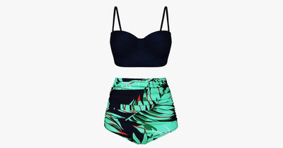 Black Tropical Green Swimwear