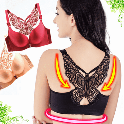 Handmade Butterfly Embroidery Front Closure Wireless Bra
