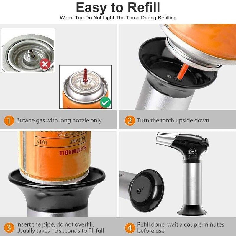 Cooking Culinary Torch : Kitchen Butane Blow Torch Refillable , Safety Lock Torch