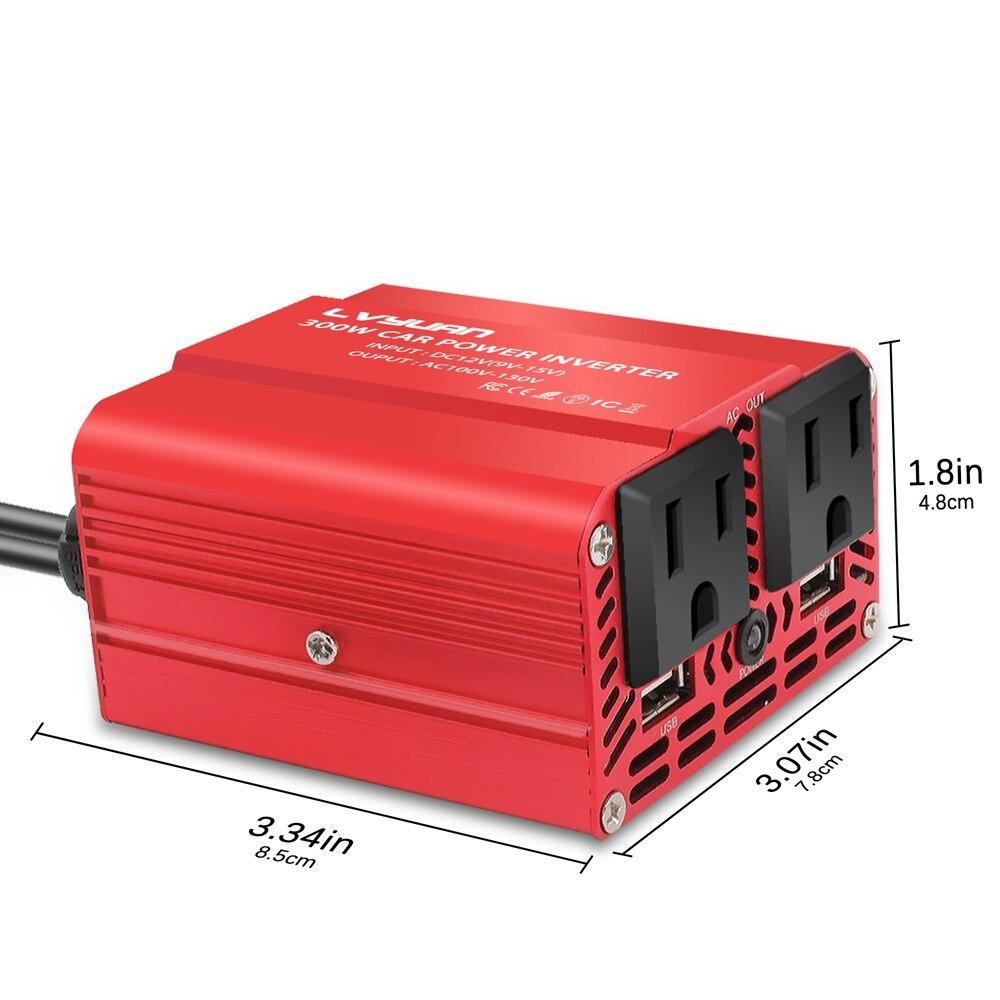 300W Car Power Inverter Adapter 12V to 110V AC with 4.2 A Dual USB