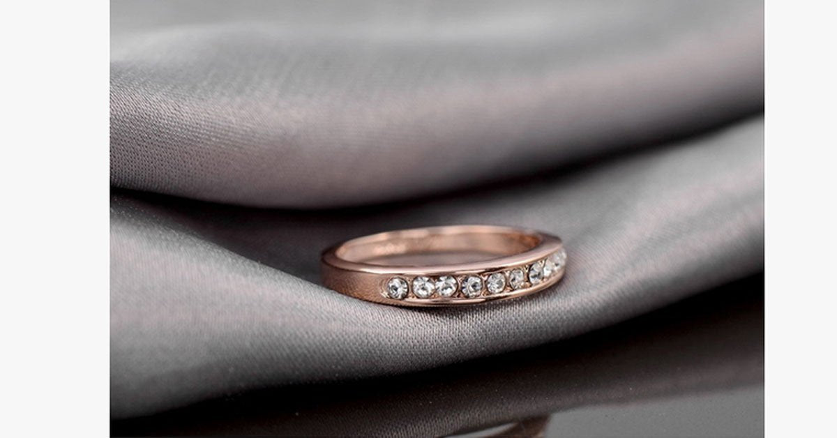 18K Rose Gold Simulated Diamond Ring