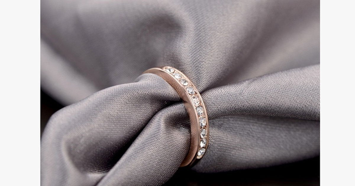 18K Rose Gold Simulated Diamond Ring