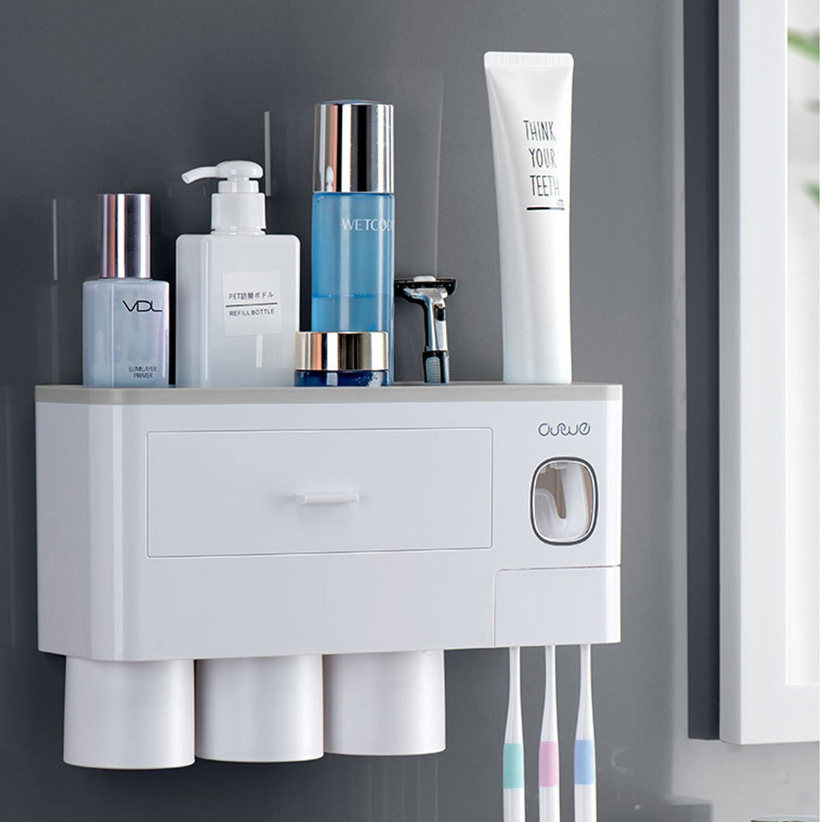 Automatic Toothpaste Dispenser With Magnetic Cups