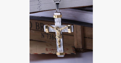 24K Gold Plated Two Tone Cross Pendant