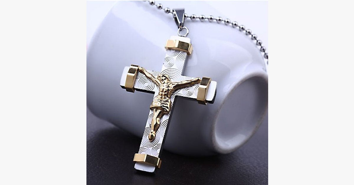 24K Gold Plated Two Tone Cross Pendant