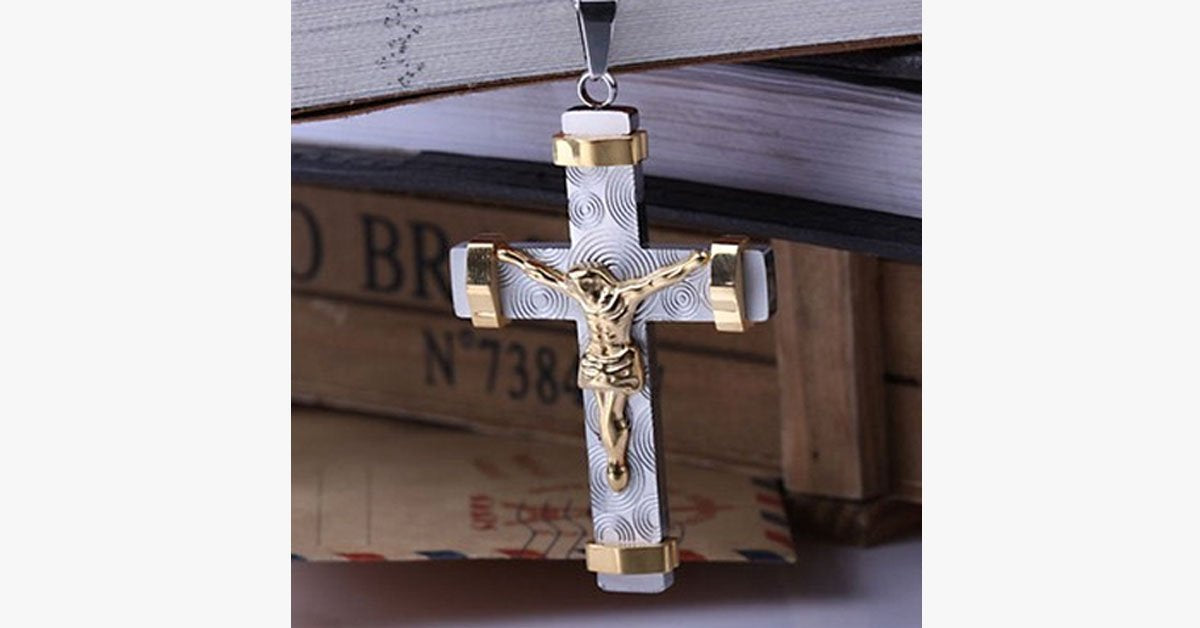 24K Gold Plated Two Tone Cross Pendant