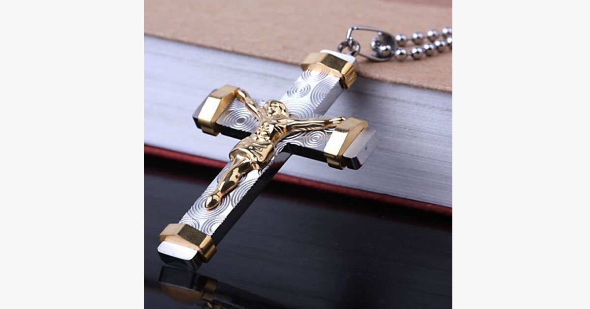 24K Gold Plated Two Tone Cross Pendant