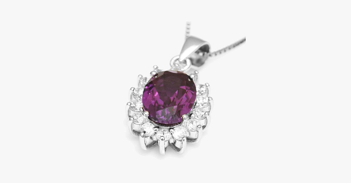 3 Carat Handcrafted Alexandrite Pendant with Silver Plated Chain