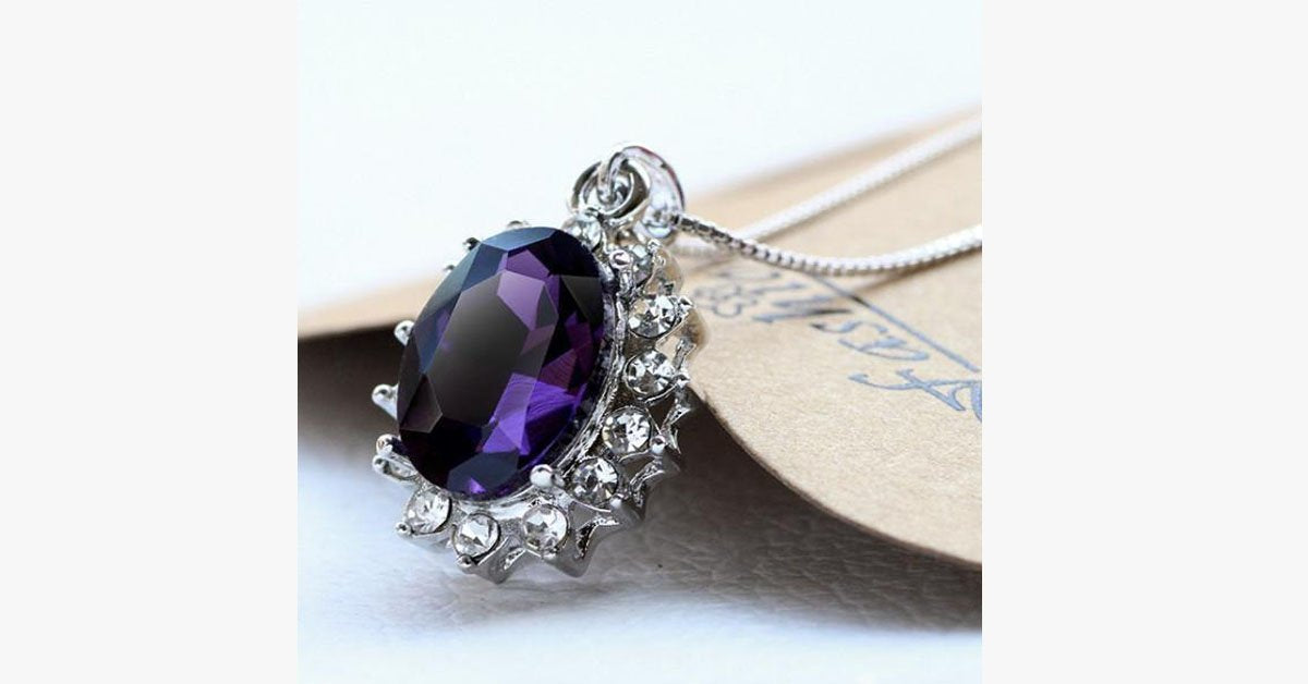 3 Carat Handcrafted Alexandrite Pendant with Silver Plated Chain