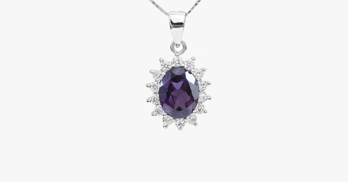 3 Carat Handcrafted Alexandrite Pendant with Silver Plated Chain