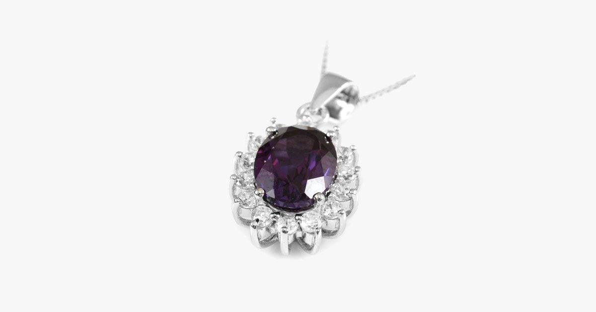 3 Carat Handcrafted Alexandrite Pendant with Silver Plated Chain