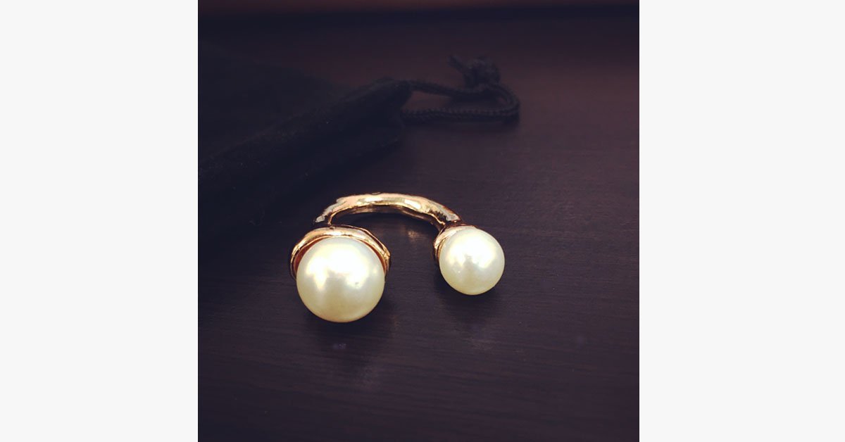 18k Pearl Wrap Ring with Gold Band for Women