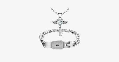 Angel Love Pendant & Men Bracelet Set