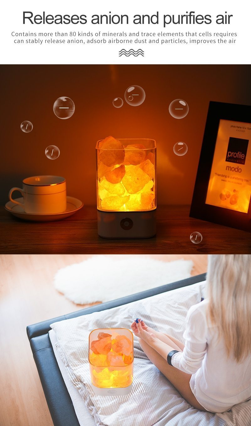 Crystal Natural Himalayan Salt Lamp - USB Led Multicolor Night Light Table