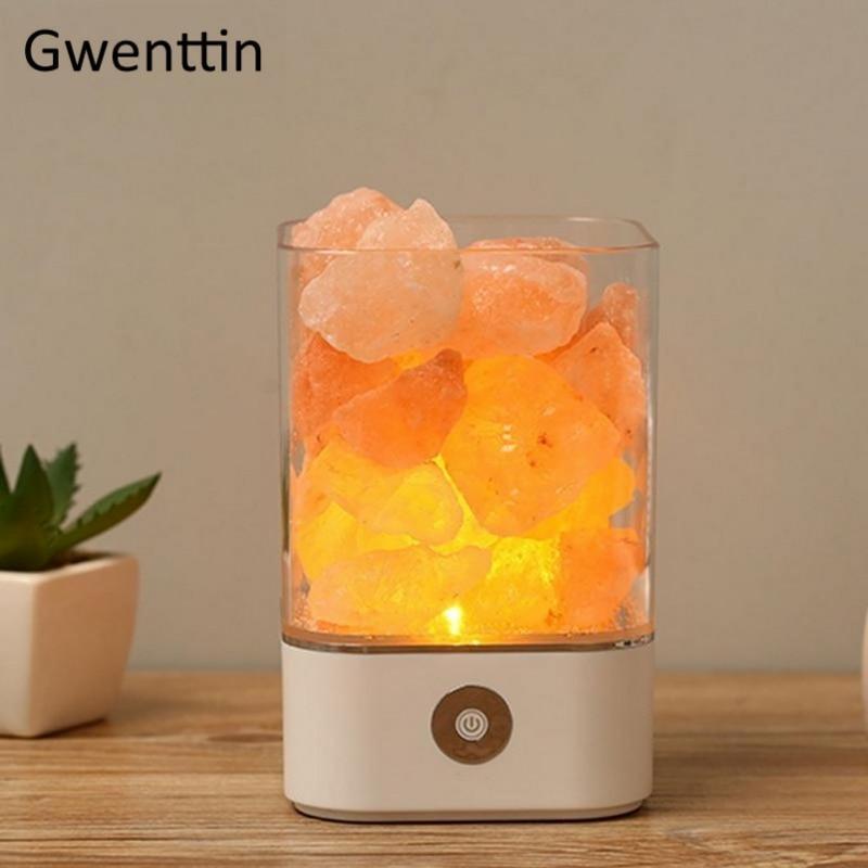 Crystal Natural Himalayan Salt Lamp - USB Led Multicolor Night Light Table
