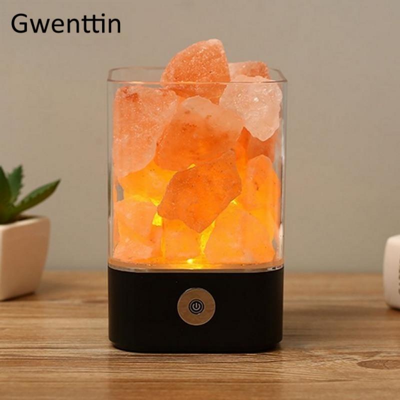 Crystal Natural Himalayan Salt Lamp - USB Led Multicolor Night Light Table