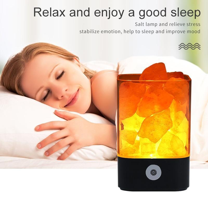 Crystal Natural Himalayan Salt Lamp - USB Led Multicolor Night Light Table
