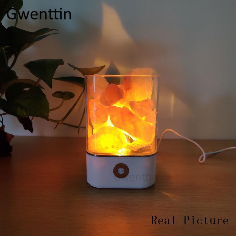 Crystal Natural Himalayan Salt Lamp - USB Led Multicolor Night Light Table