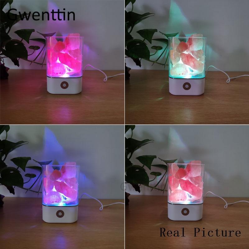 Crystal Natural Himalayan Salt Lamp - USB Led Multicolor Night Light Table