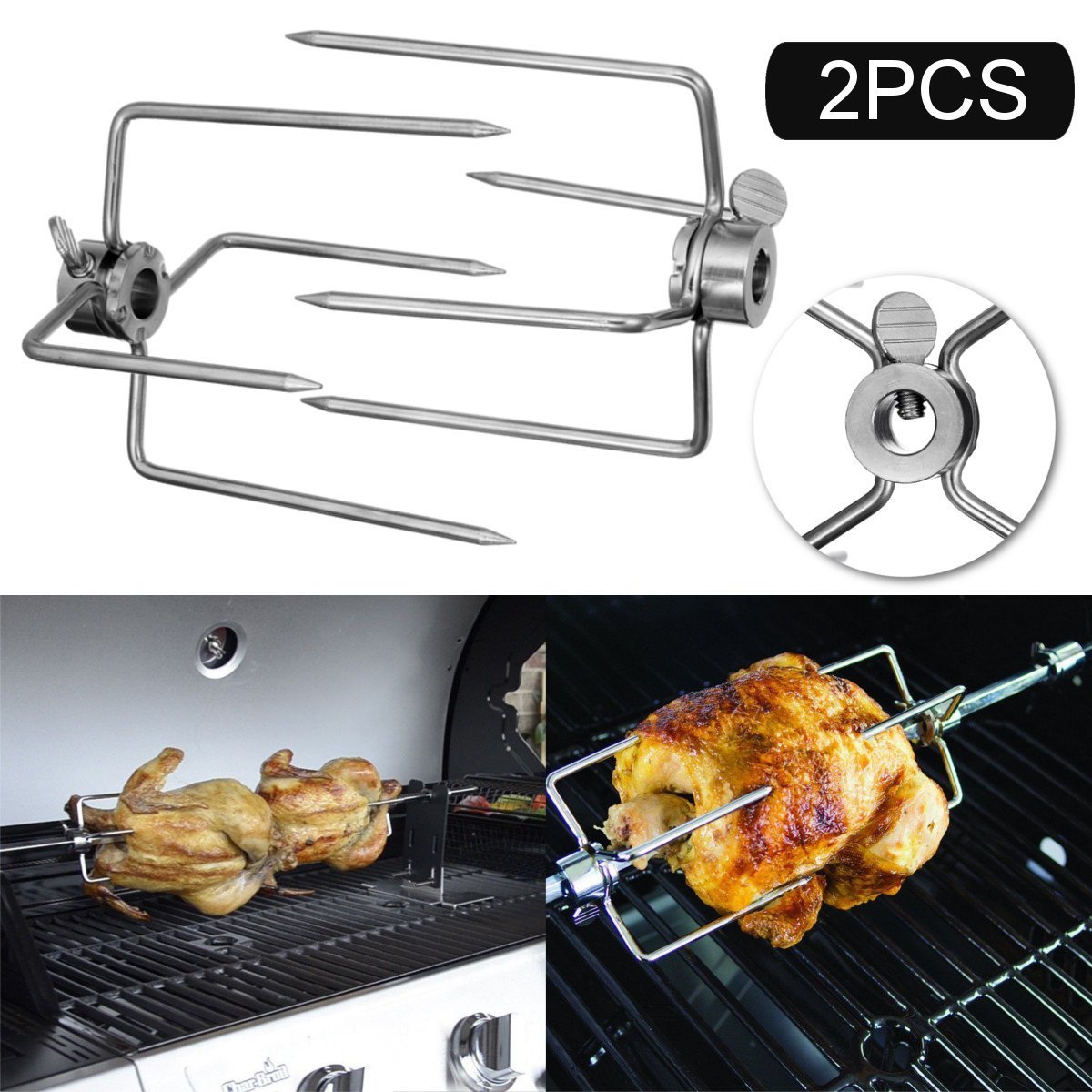 BBQ Forks 2Pcs/Set Stainless Steel Chicken Spit Fork