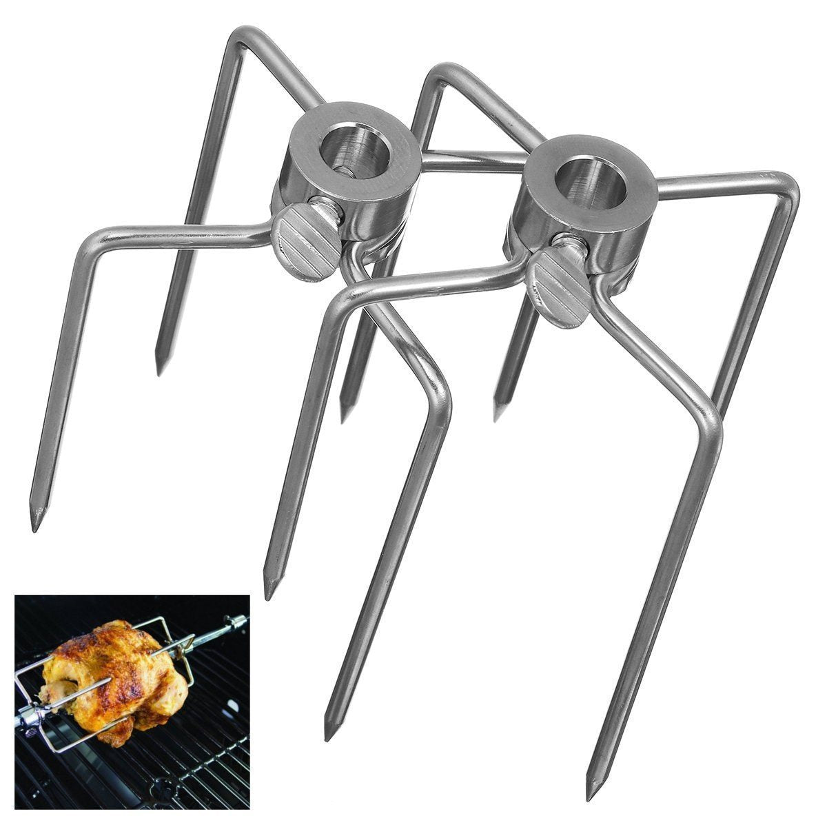 BBQ Forks 2Pcs/Set Stainless Steel Chicken Spit Fork