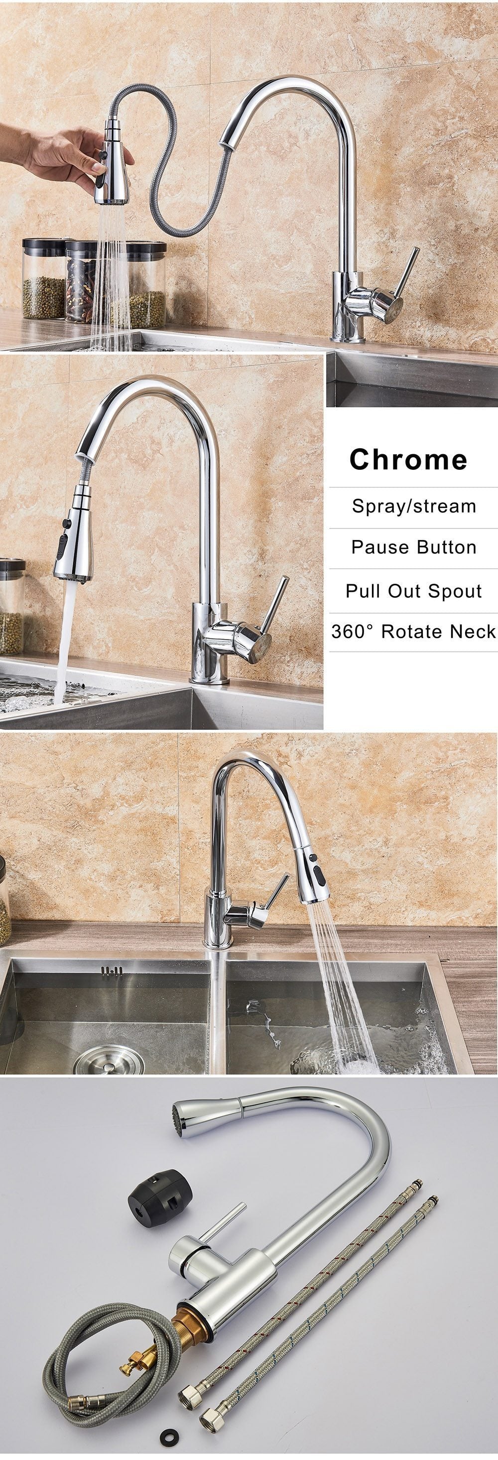 Brushed Nickel Faucet - Pull Out Faucet
