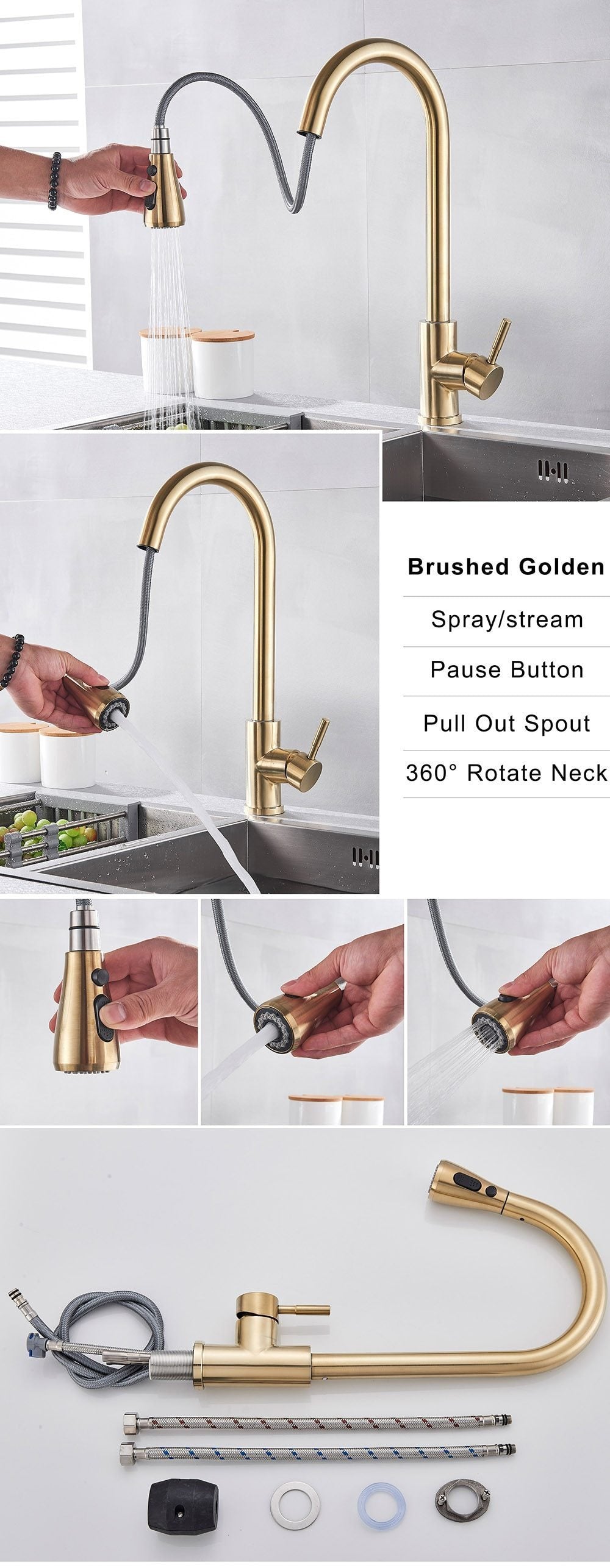 Brushed Nickel Faucet - Pull Out Faucet