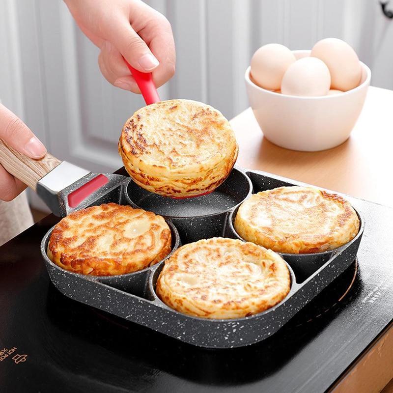 4 Hole Eggs Non-Stick Burger Flat Frying Pan