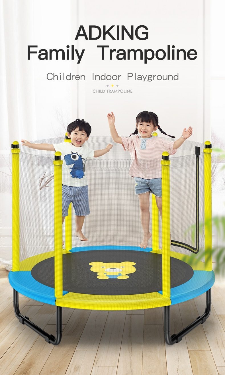 59Inch Indoor & Outdoor Trampoline with Enclosure For Child -  Foldable Design