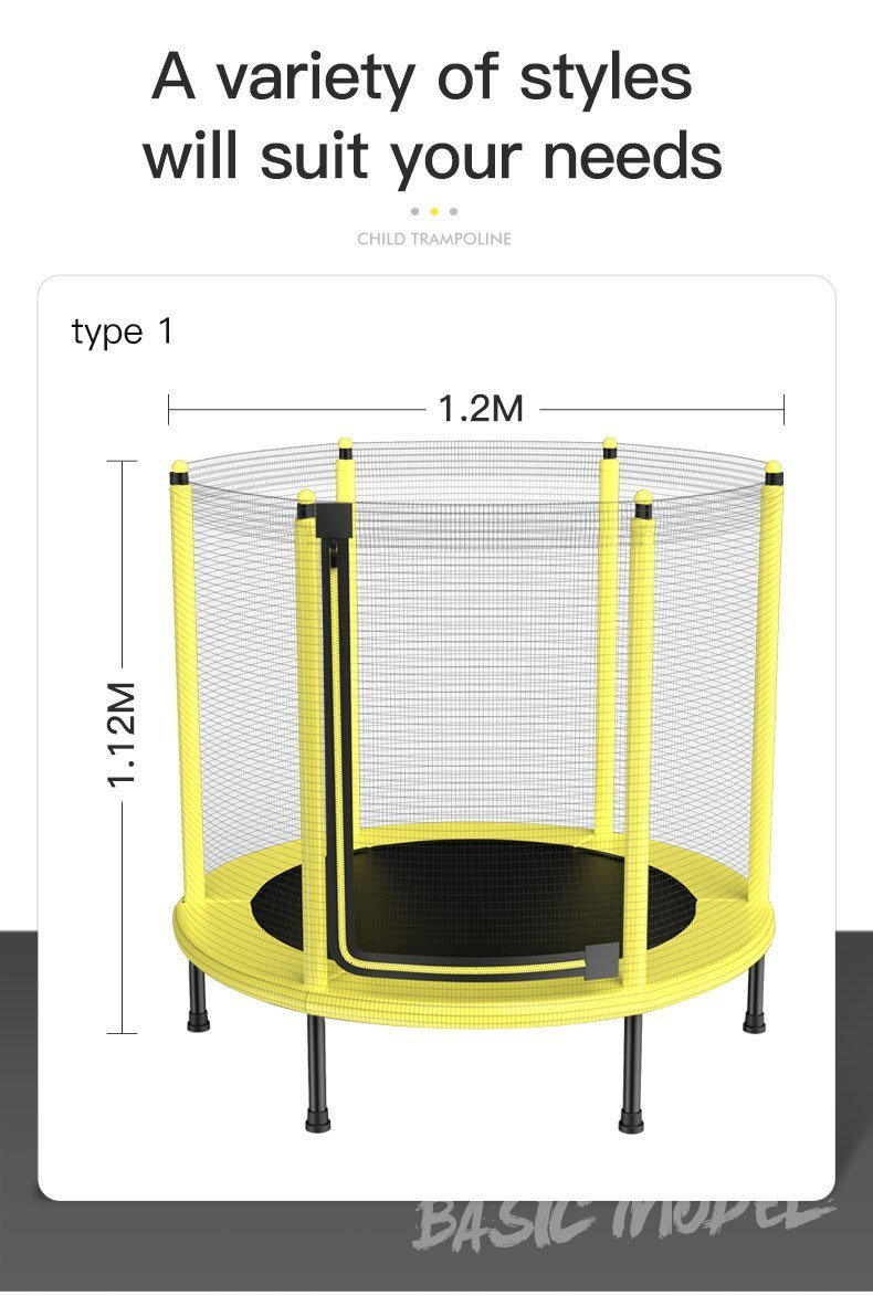 59Inch Indoor & Outdoor Trampoline with Enclosure For Child -  Foldable Design