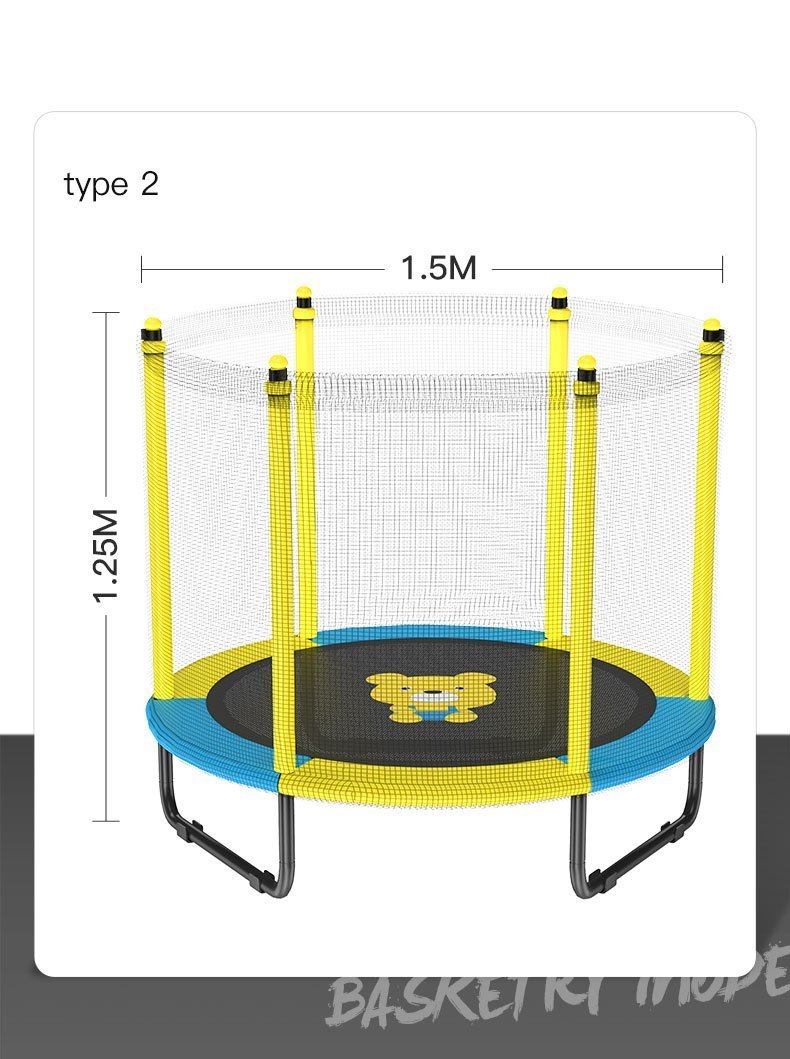 59Inch Indoor & Outdoor Trampoline with Enclosure For Child -  Foldable Design