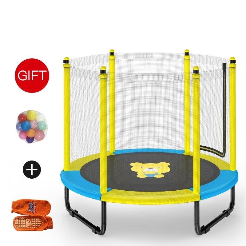 59Inch Indoor & Outdoor Trampoline with Enclosure For Child -  Foldable Design