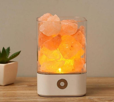 Crystal Natural Himalayan Salt Lamp - USB Led Multicolor Night Light Table