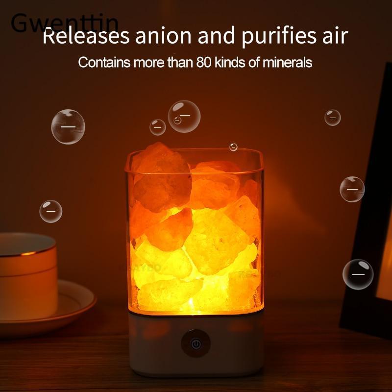 Crystal Natural Himalayan Salt Lamp - USB Led Multicolor Night Light Table