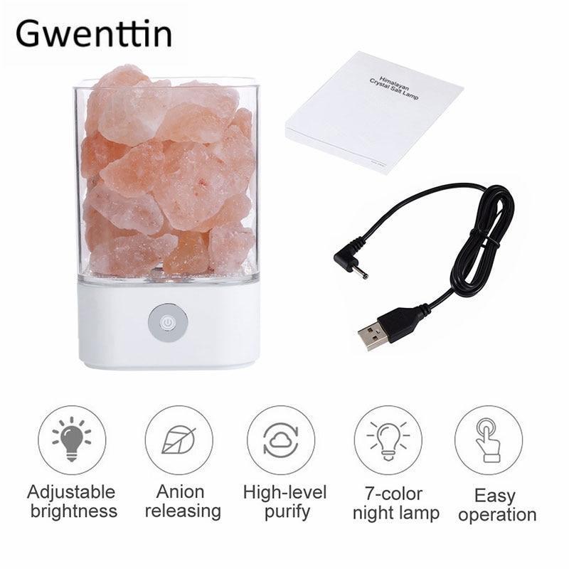 Crystal Natural Himalayan Salt Lamp - USB Led Multicolor Night Light Table