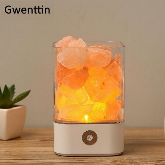 Crystal Natural Himalayan Salt Lamp - USB Led Multicolor Night Light Table