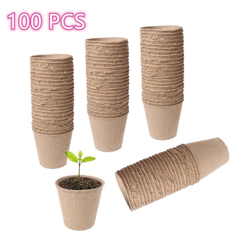 100Pieces 6cm Environmental Protection Garden Round Peat Pots