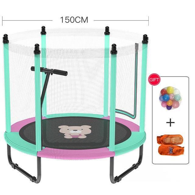 59Inch Indoor & Outdoor Trampoline with Enclosure For Child -  Foldable Design