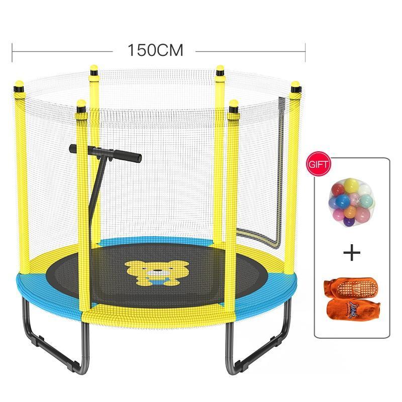 59Inch Indoor & Outdoor Trampoline with Enclosure For Child -  Foldable Design