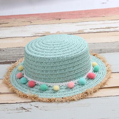 Child Straw Hats Color Ball Style