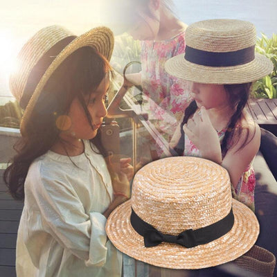 Cute Child Straw Bowknot Sun Hat