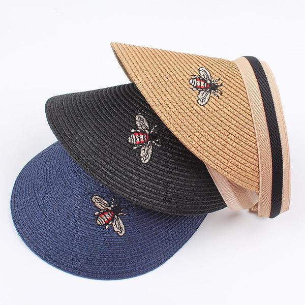 Bee Embroidery Beach Cap For Kids And Adult