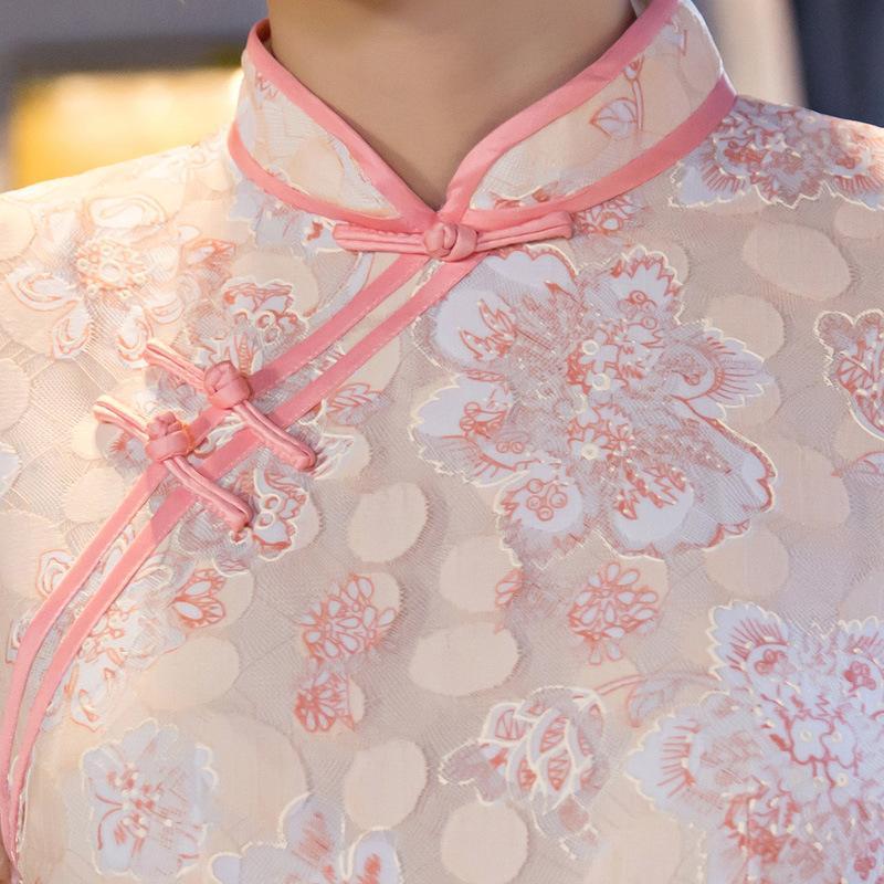 Chinese Style Party Dress Lady Ankle-Length Qipao